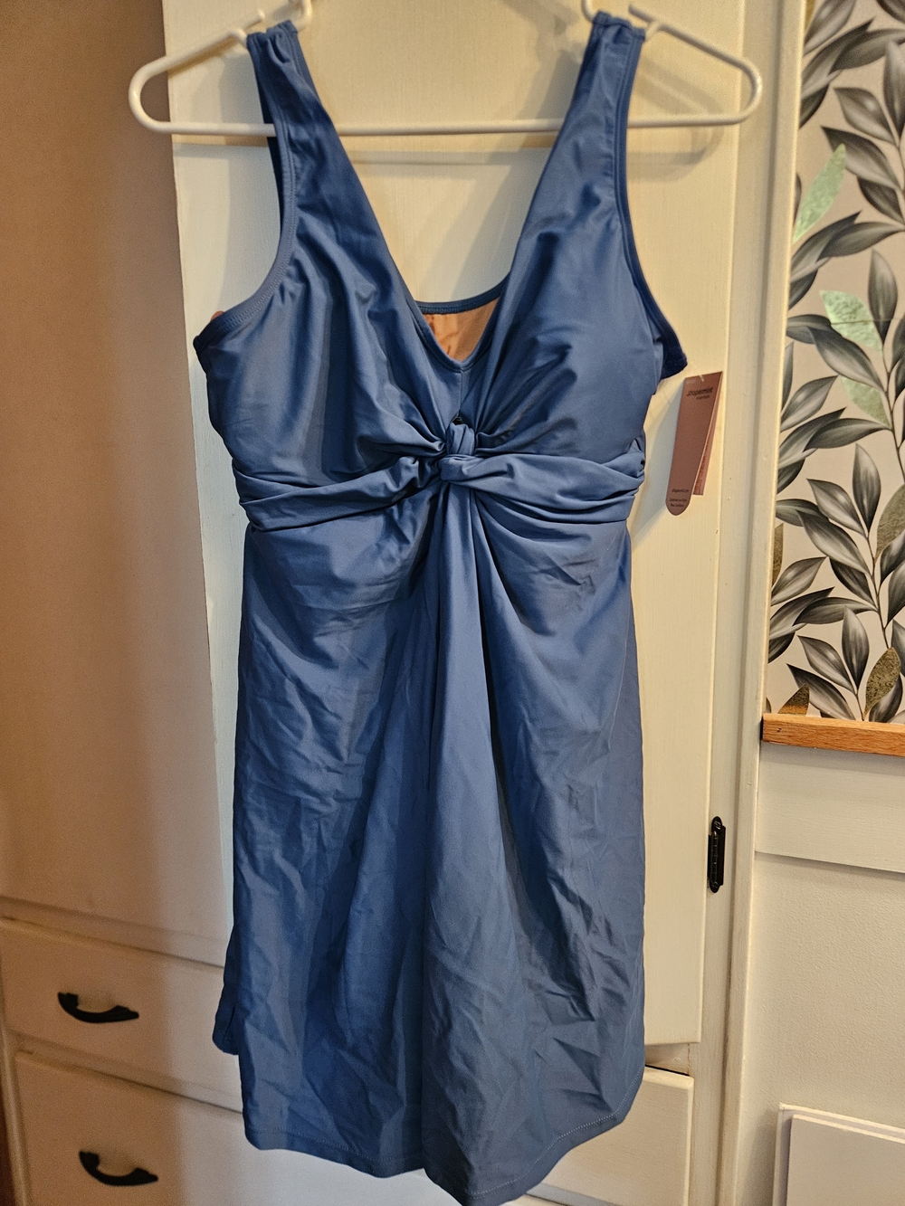 Shapermint Blue Twist-Front One-Piece Swimsuit LG